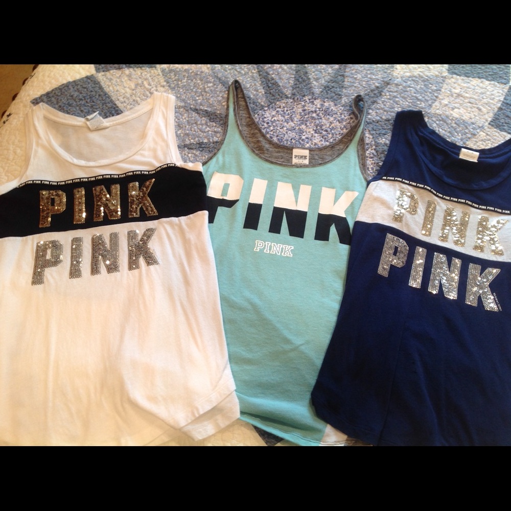 🔥Three Victoria's Secret Pink Sleeveless Tops🔥